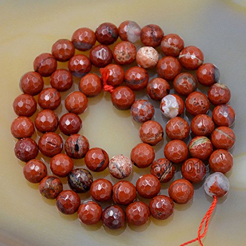 AD Beads Natural Gemstones Faceted Round Spacer Loose Beads 15.5'' 4mm to 10mm (6mm, Faceted Red Jasper) - color: Faceted Red Jasper, size: 6mm