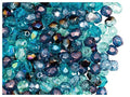 600 Pieces Czech Fire-Polished Faceted Glass Beads Round 4mm, Transparent Blue-Vega Mix - color: Transparent Blue-Vega Mix