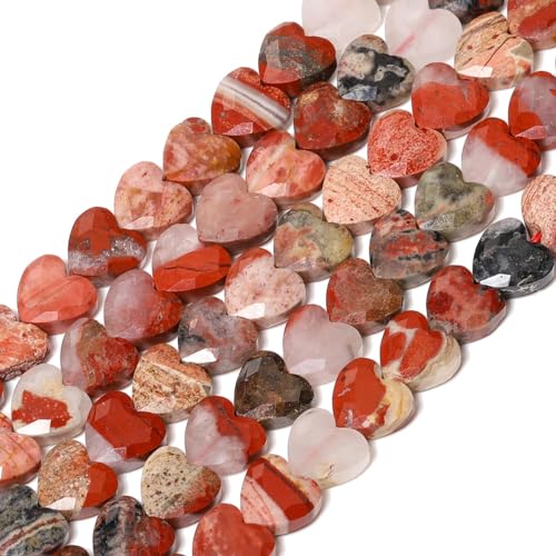 22pcs Faceted Heart Stone Beads Natural Carnelian Bead 8mm Crystals and Healing Stones for Jewelry Making Supplies,Friendship Bracelet Kit,Love Gifts - color: Carnelian