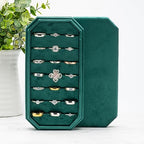 Velvet Ring Organizer Display Tray Jewelry Box Earring Holder Case for Wedding Birthday Christmas Day (Green) - color: Green