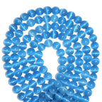 100pcs Sky Blue Cat Eye Beads 8mm Round Semi Precious Stone Hole Size 1mm DIY Charm Spacer Beading Smooth Gemstone Loose Beads for Jewelry Making Bracelets Necklaces Earrings Crafting - color: Sky Blue
