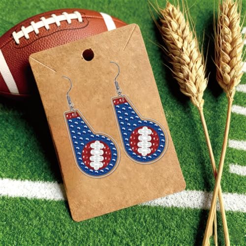 BEUNITONE 12 Pairs Rugby Diamond Art Earring Making Kits for Adults, DIY Diamond Painting Kits with Earring Making Supplies kit, Fun Rugby Painting Earrings Ornament for Women and Holiday Gift - style: Rugby