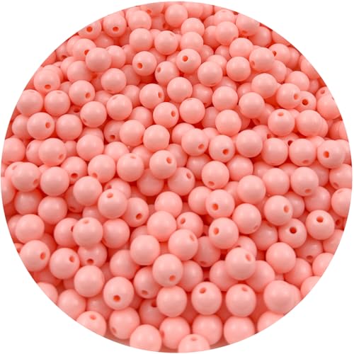 1000Pieces 6MM Acrylic Round Beads Round Acrylic Balls Chunky Beads Smooth Spacer Plastic Pastel Beads Craft Beads for Necklace and Bracelet Making Crafting Supplies(179-pale Pink) - color: 179-pale pink, size: 6MM