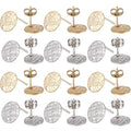 SUNNYCLUE 1 Box 80Pcs 20 Pairs Flat Round Earring Posts Stainless Steel Earring Post with Loop Silver Gold Ear Studs Blank Stud Findings for Jewelry Making Accessories DIY Crafts 1.4mm - color: 20pairs Round Stamping Stud Earring Findings With Ear Nuts