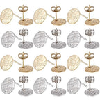 SUNNYCLUE 1 Box 80Pcs 20 Pairs Flat Round Earring Posts Stainless Steel Earring Post with Loop Silver Gold Ear Studs Blank Stud Findings for Jewelry Making Accessories DIY Crafts 1.4mm - color: 20pairs Round Stamping Stud Earring Findings With Ear Nuts