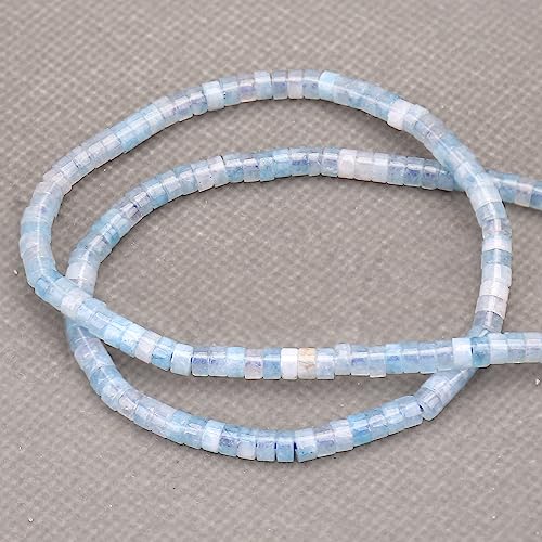 BONNY BOXX 150PCs Natural Aquamarine Spacer Beads, Loose Semi Precious Flat Round Gemstone Heishi Disc Stone Beads for Beading Jewelry Making 4mm*2mm - color: Aquamarine, size: 4MM*2MM