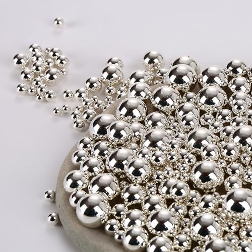 1000PCS Assorted Pearls Beads, No Holes, 3-10mm Silver Round Pearls for Vase Fillers, DIY, Table Scatter, Wedding, Birthday Party, Home Decoration - color: Silver
