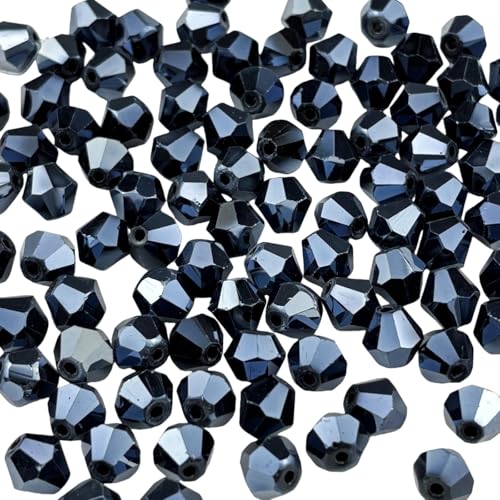 600pcs 3mm Bicone Crystal Glass Beads Faceted Bicone Crystal Beads Bulk Glass Spacer Beads for Bracelets Necklace Pendants Earrings DIY Jewelry Craft Making(Black) - color: Black, size: 3mm