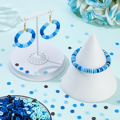 SUNNYCLUE 1 Box 3500pcs 5 Colors 6mm Blue Clay Beads Clay Heishi Beads Christnas Winter Blue Flat Round Disc Loose Spacer Heishi Bead for Jewelry Making Supplies Women New Year Party Bracelet Adulting - style: Style 7