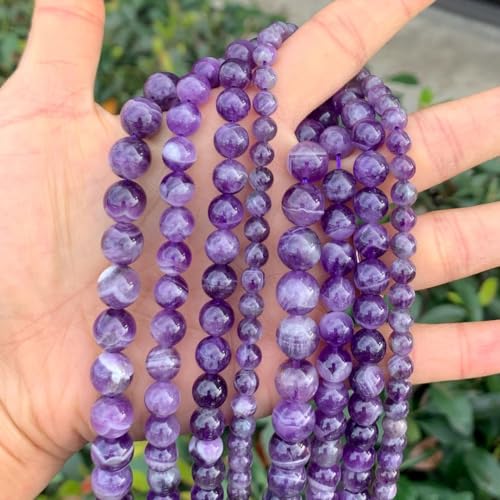 90pcs Adabele Natural Banded Purple Amethyst Crystal Crystal Healing Gemstone 4mm Small Round Beads Gem Stone Spacer for DIY Craft Jewelry Making GY31-4 - color: Amethyst, size: 4mm (90pcs/1 Strand)