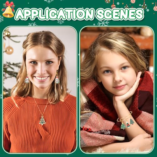SANNIX 90 Pcs Christmas Charms for Jewelry Making, Christmas Tree Charms Holiday Xmas Enamel Pendants for Bracelets Necklaces Earrings Making and Crafting - color: Christmas Tree Color