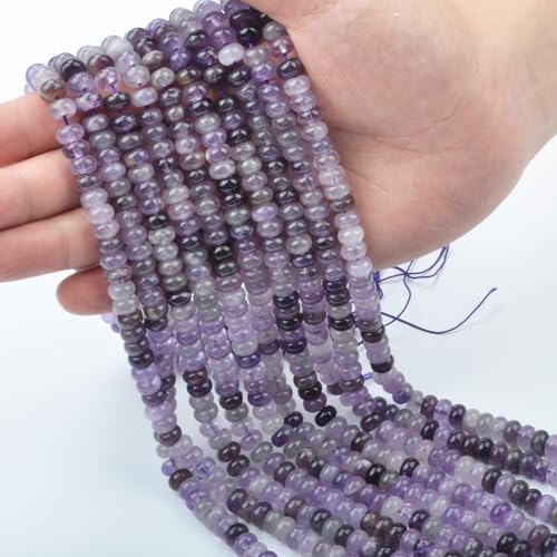 ICAI Beads 5x8mm Natural Rondelle Spacer Loose Beads for Jewelry Making DIY Crafts Design 1 Strand 15" APPR (Amethyst) - color: Amethyst, size: 5x8
