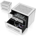 Kenning Silver Jewelry Box 2 Layer Glass Box for Women Mother's Day Crystal Jewelry Organizer Storage Luxury Necklaces Earrings Rings Bracelets Organizer for Mom Gift Decoration