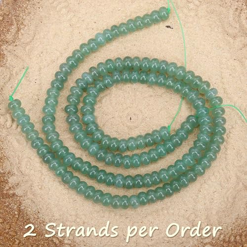2 Strands (150PCs) Natural Green Aventurine Rondelle Beads, 5 * 8mm Gemstone Loose Spacer Abacus Disk Beads for DIY Bracelet Necklace Earrings Jewelry Making, Craft Supplies Beading Kit - color: Green Aventurine, size: 5*8MM