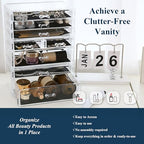 Sea Team 3-Tier Stackable Clear Makeup Organizer with Drawers, Acrylic Plastic Cosmetic Display Case, Jewelry Storage Box, Holder for Dresser, Bathroom, Vanity, Countertop (8 Drawers) - size: 3-Tier, 8 Drawers