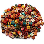 ToBeIT 1000pcs Letter Beads Acrylic Bead Alphabet Letter A-Z Cube Beads for Jewelry Making, Bracelets, Necklaces, Key Chains （Gold Color-C） - color: color-C