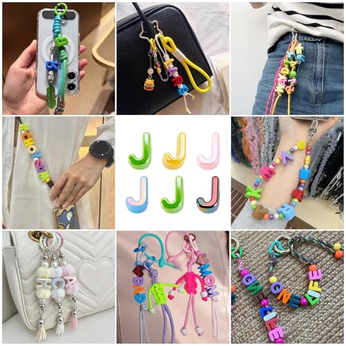 Beadthoven 20pcs Big Letter J Beads Large Hole Bubble Alphabet Acrylic Beads Charm Iridescent Plastic J Shape Loose Chunky Spacers for Jewelry Making Bracelet Necklace Keychains Shoelaces Crafts - color: J