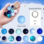 50Pcs Chunky Bubblegum Beads, 20mm Chunky Bubble Gum Beads for DIY Beadable Pens Bracelets Necklaces Pearl Beaded Craft Jewelry Making (Blue) - color: Blue
