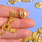 stino 100 Gram Metal Charms for Jewelry Making, Silver & Gold Plated, Bulk Pack for Bracelets, Necklaces, Crafts - color: Heart Lock Gold
