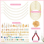 Quelay 328 Pcs Gold Sea Ocean Beach Charms Pendants for Jewelry Making Kit Bulk for Women DIY with 118 Charms 200 Jump Rings 5 Necklaces 5 Bracelets Accessories for Gift Beginner Arts Christmas