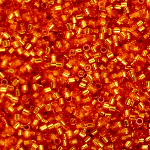 John Bead 25g Cylin Beads Orange Silver Lined 11/0 Glass Cylindrical Seed Beads for Jewelry Bracelets Necklaces Earrings Making Embroidery - color: Orange Silver Lined