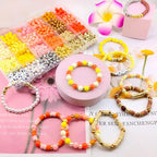 2220Pcs Fall Bracelets Beads Kit, Thanksgiving Fall Beads for Jewelry Making Autumn Yellow Orange Clay Beads Pearl Beads Round Loose Spacer Beads Heishi Beads Bulk for Necklace Earrings DIY Craft - color: Yellow