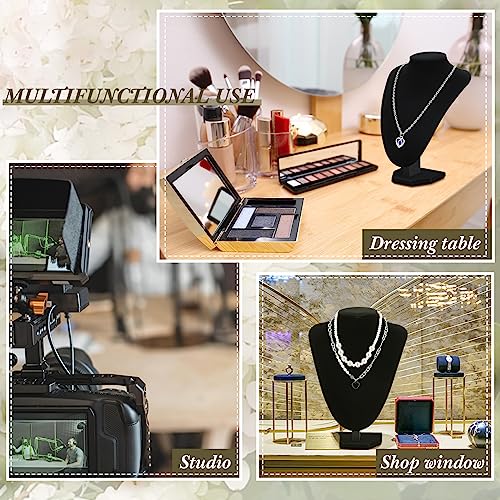 Huquary 6 Pcs Necklace Display Stand Necklace Holder Jewelry Bust Display Stands for Selling Home Store Trade Shows Photography Props Retail(Black,Velvet) - color: Black