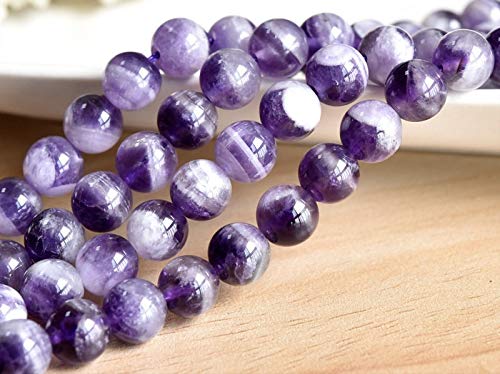 ABCGEMS Minas-Gerais Chevron Banded Amethyst Beads from Brazil (Ethically-Sourced from the Minas Gerais State, Particularly in Regions Like Minas Novas & Araçuaí) Smooth Round 10mm - color: Purple Chevron Amethyst (From Brazil)