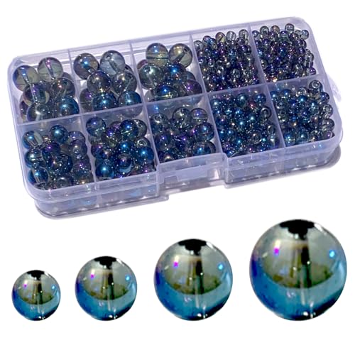 Dark Blue Round Crystal Glass Beads for Jewelry Making (4/6/8/10mm), Smooth Round Natural Gemstone Glass Spacer Loose Beads for Crafts Bracelets Necklaces Charms - color: Round Smooth Glass Beads: Dark Blue