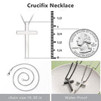 Romass 2 Pcs Cross Necklace for Men Boys,Stainless Steel Pendants Silver Black Gold Crosses Chain Jewelry Gifts Box 16-30 inches - size: 18 in, style: 2Pcs(silver+black) 1.2 "* 0.7'' pendant