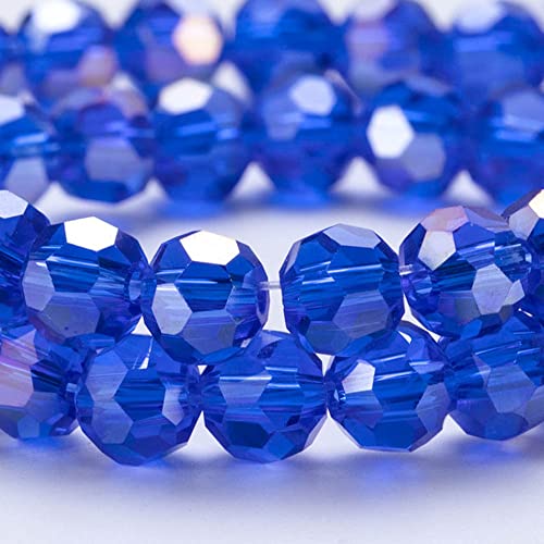 300PCS 4mm Rondelle Sapphire Faceted Round Glass Beads for DIY Crafts - color: Sapphire, size: 4mm/300pcs