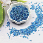Transparent Blue with Silver Lined Beads Size 8/0 Crafts Glass Seed Beads 3mm for Jewelry Making (Total About 100g About 3600pcs) - color: Transparent Blue with Silver Lined, size: 3mm