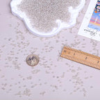 8/0 Glass Seed Beads Bulk, Clear Silver White 3mm Tiny Round Craft Seed Bead, Small Mini Pony Beads for Jewelry Making Bracelet Necklace Wrist Beading Weaving Supplies, 2500pcs - color: CLear Silver White