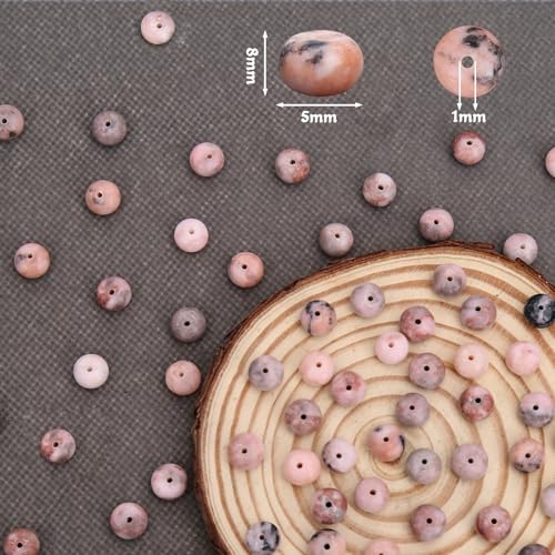 BONNY BOXX 1 Strand Natural 5 * 8mm Pink Zebra Jasper Rondelle Beads, Natural Abacus Disk Stone Beads Loose Spacer Gemstone for DIY Bracelet Necklace Jewelry Making - color: Pink Zebra Jasper, size: 5*8MM