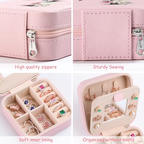AYGXU Travel Jewelry Box for Women and Girls - Small Case With Initial A-Z - Teacher Gifts - color: pink, size: W