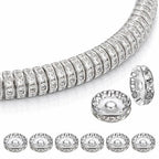 SULIKJHUI 150 Pcs Spacer Beads 12mm, Silver Spacer Beads for Bracelets, Jewelry Making, 2.5mm Hole & 3mm Height, Iron with Rhinestones (0.47 Inch Outer Diameter) - color: Silver