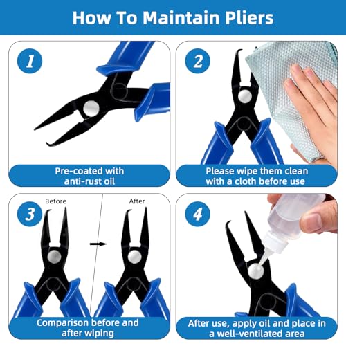 URSKYTOUS Split Ring Pliers Jewelry Making Tools Jump Ring Opener Tool Keychain Pliers for Opening Split Rings Jump Rings Jewelry Plier for Bracelet Fishing Beading DIY Craft Jewelry Making Supplies - color: Rh Blue
