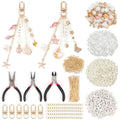 Supkiir 778 Pcs Seashell Keychain Making Kit, Ocean DIY Craft Keychain Supplies with 3 Jewelry Plier, Seashell Bag Charm Sea Horse Starfish Charm Iron Clasp Chain for Oceanic Purse Charms