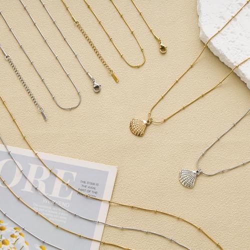 SMYHTGLIF 12 Pack Snake Jewelry Necklace Chain for Jewelry Making Silver Stainless Steel Handmade Chain Necklace with Adjustable Extender - color: Silver Snake Bead, size: 20 inches