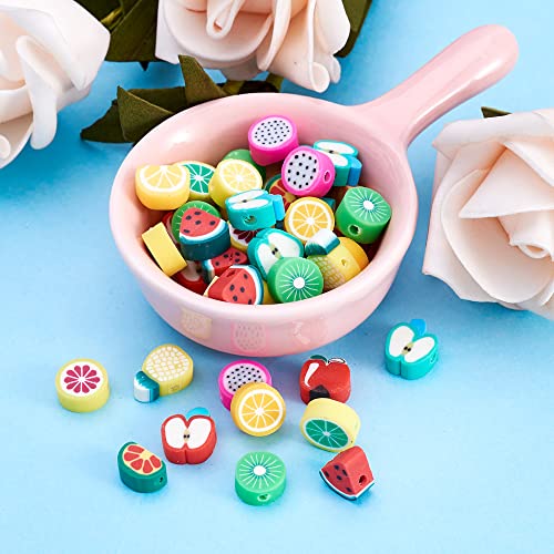 50PCS Handmade Polymer Clay Beads Mixed Fruit Shape Loose Beads Mixed Color Spacer Beads for DIY Jewelry Making Hole 1.5mm - color: 50pcs # Mixed Fruit Shape