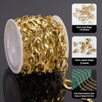 UMAOKANG 2 Meters Stainless Steel Gold Plated Chains for Jewelry Making Hollow Oval Chain Bulk on Spool - color: Gold Hollow Oval