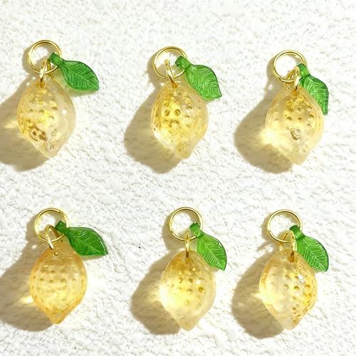 50pcs Glass Pendant Charms - Multicolor Theme Drops for Necklace Craft, Jewelry Making Supplies (Various Styles) - style: Lemon