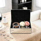 Luxury Mirrored Jewelry Box with Crushed Diamond - Glass Jewelry Box Organizer Storage Ring Holder Case for Women - size: A