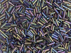 Czech Bugle Beads 40 gr / 1.4 oz Glass Tube Size #3 7mm (Eggplant/Black Iridescent) - color: Eggplant/ Black Iridescent