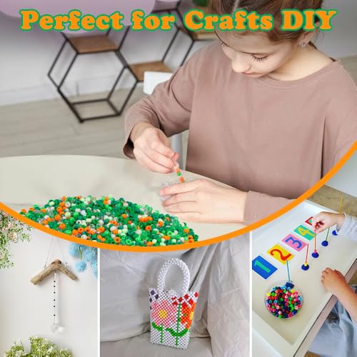 QPIXVB 1100PCS Pony Beads,St.Patrick's Day Pony Beads for Bracelets Crafts,Plastic Irish Spacer Bead,Green White Orange Hair Bead for Braids,Jewelry Necklace Keychain Charms Making Supplies - color: St. Patrick's Day - beads