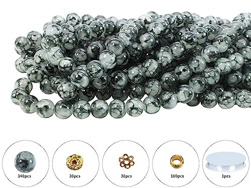 500PCS 10mm Black Glass Beads for Jewelry Making,Round Smooth Beads, Bracelet Space Loose Beads for Jewelry Making Earring, Necklaces, DIY Crafts & Gifts #362 - size: 10mm Black #362