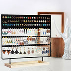 Earring Holder Organizer Stand - Earrings Display Rack 145 Holes Jewelry Holder Tower with Wooden Tray for Earrings Rings Black - color: Black