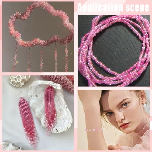 SUNNYCLUE 1 Box 156g Glass Seed Bead Bulk Bracelet Glass Seed Beads 2mm Mini Round Craft Findings Pink Small Loose Spacers for Jewelry Making DIY Earrings Friendship Bracelets Necklace