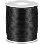 Satin Rattail Cord, Anezus Black Nylon Cord Silky Trim Beading String for Braided Bracelets, Pendants Necklace, Macrame Keychains, Lanyards, Drawstring Bags, Jewelry Making Crafts, Sewing Projects - style: Black