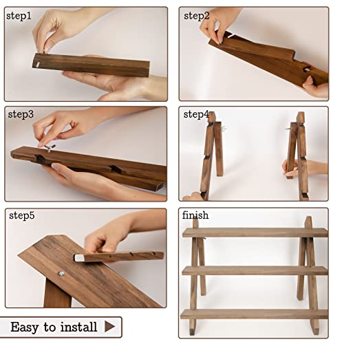 ZYP 51pcs 3-Tier Wood Earring Display Stand, Retail Jewelry Card Stand with Groove + 50 Cards Portable Ring Organizer Holder Showcase Racks for Business Home Using - color: Wood